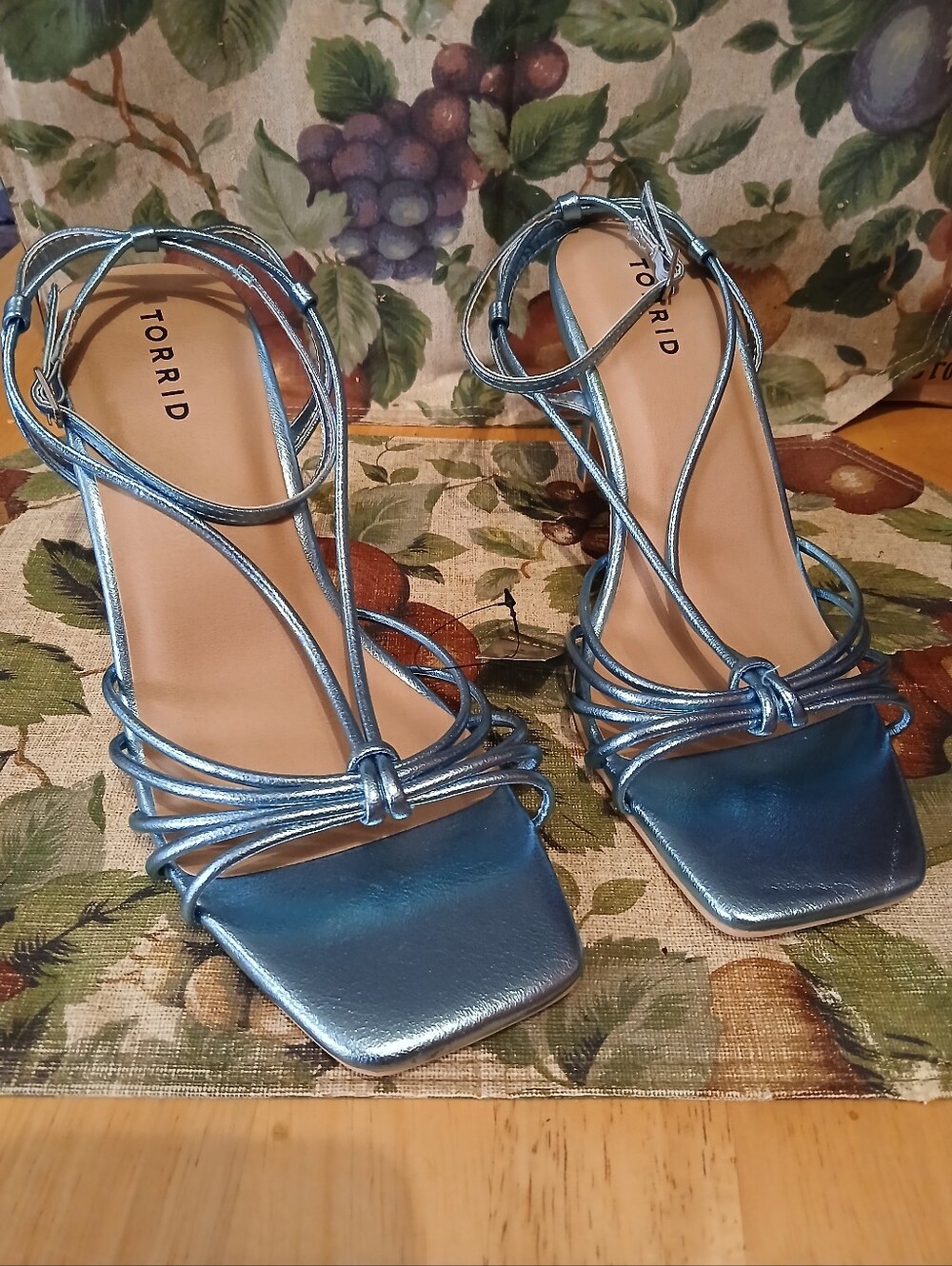 Torrid Metallic Blue Strappy High Heel Sandals